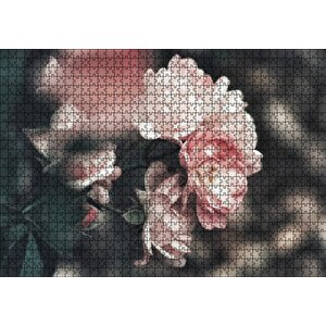 Pembe Güller Flu Arka Plan Puzzle Yapboz Mdf Ahşap 1000 Parça