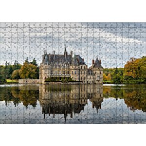 Göl Kıyısındaki Görkemli Şato Puzzle Yapboz Mdf Ahşap 500 Parça