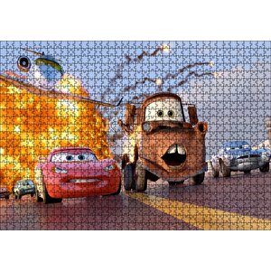 Disney Cars Şimşek Mcqueen Ve Mater Puzzle Yapboz Mdf Ahşap 1000 Parça