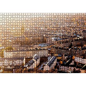 İskoçya Edinburg Yüksekten Şehir Manzarası Puzzle Yapboz Mdf Ahşap 1000 Parça