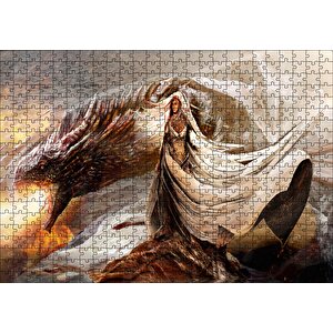Daenerys Targaryen Dragon Game Of Thrones Çizgi Film Görseli Puzzle Yapboz Mdf Ahşap 500 Parça