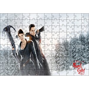 Fantezi Gretel Hansel Avcılar Silahlar Kış Cadı Puzzle Yapboz Mdf Ahşap 120 Parça