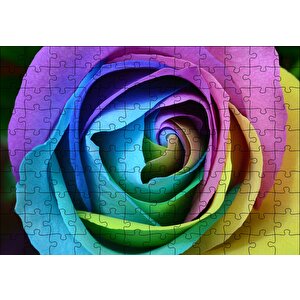 Rengarenk Gül Yakın Çekim Puzzle Yapboz Mdf Ahşap 120 Parça