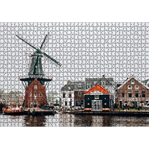 Cakapuzzle Hollanda Yeldeğirmeni Ve Şirin Kasaba Puzzle Yapboz Mdf Ahşap