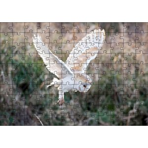 Çayırda Konmaya Hazırlanan Beyaz Baykuş Puzzle Yapboz Mdf Ahşap 120 Parça
