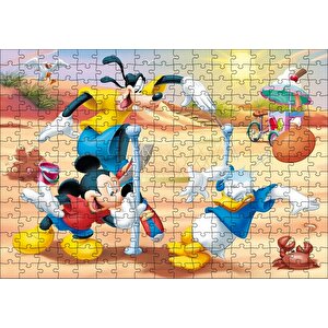 Mickey Mouse Goofy Ve Donald Duck Plaj Voleybolu Puzzle Yapboz Mdf Ahşap 255 Parça