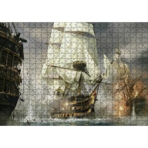Korsan Savaş Gemisi Görseli Puzzle Yapboz Mdf Ahşap 500 Parça
