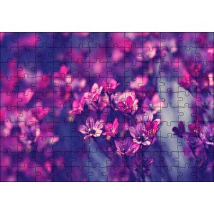 Kırmızı Ve Mor Çiçekler Görseli Puzzle Yapboz Mdf Ahşap 120 Parça