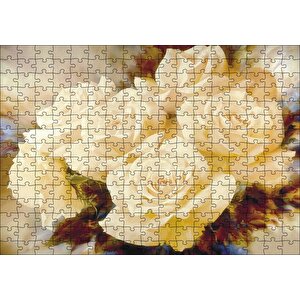 Beyaz Güller Yağlı Boya Puzzle Yapboz Mdf Ahşap 255 Parça