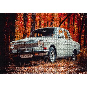Otomobil Sonbahar Yaprakları Ağaçlar Puzzle Yapboz Mdf Ahşap 1000 Parça