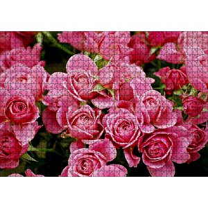 Pembe Güller Puzzle Yapboz Mdf Ahşap 1000 Parça