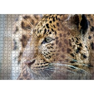 Muhteşem Güzellikteki Leopar Yakın Çekim Puzzle Yapboz Mdf Ahşap 500 Parça