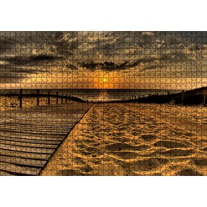 Gün Batımında Plaj Puzzle Yapboz Mdf Ahşap 1000 Parça