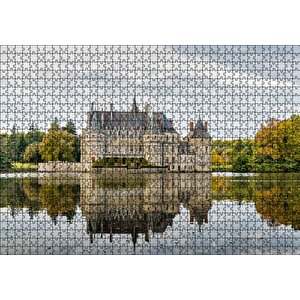 Göl Kıyısındaki Görkemli Şato Ve Orman Puzzle Yapboz Mdf Ahşap 1000 Parça