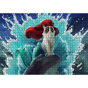 Deniz Kızı Kedisi Animasyon Görseli Puzzle Yapboz Mdf Ahşap 1000 Parça