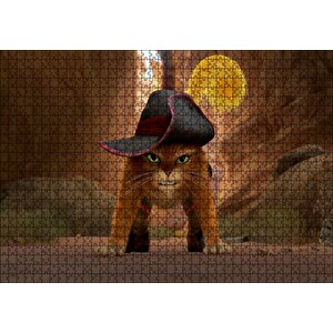 Çizmeli Kedi Çizgi Film Görseli Puzzle Yapboz Mdf Ahşap 1000 Parça
