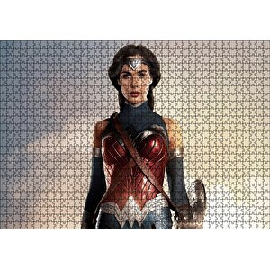 Wonder Woman Portre Bulutlar Arka Plan Puzzle Yapboz Mdf Ahşap 1000 Parça