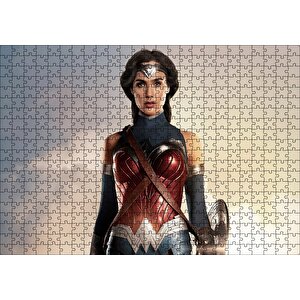 Wonder Woman Portre Bulutlar Arka Plan Puzzle Yapboz Mdf Ahşap 500 Parça