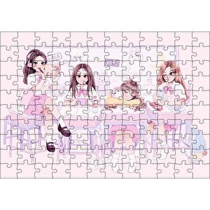 Black Pink Pop Grubu Üyeleri Çocuksu Çizim Puzzle Yapboz Mdf Ahşap 120 Parça