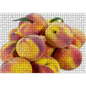 Taze Şeftaliler Beyaz Zemin Puzzle Yapboz Mdf Ahşap 1000 Parça