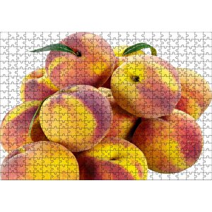 Taze Şeftaliler Beyaz Zemin Puzzle Yapboz Mdf Ahşap 500 Parça