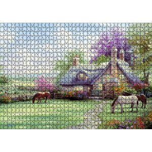 Evi Ve Atlar Doğa Puzzle Yapboz Mdf Ahşap 1000 Parça