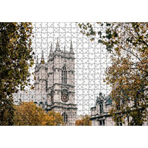 Londra'da Tarihi Binalar Ve Sonbahar Renkleri Puzzle Yapboz Mdf Ahşap 500 Parça