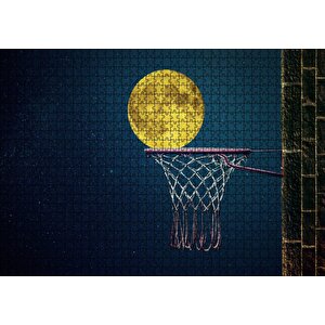 Basket Potası Ve Dolunay İllüstrasyon Puzzle Yapboz Mdf Ahşap 1000 Parça