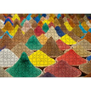 Kaselerde Renkli Toz Baharatlar Puzzle Yapboz Mdf Ahşap 500 Parça