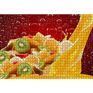 Kiwi, Portakal Ve Elma Dilimleri Puzzle Yapboz Mdf Ahşap 1000 Parça