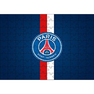 Psg Logosu Mavi Zemin Kırmızı Beyaz Kuşaklı Puzzle Yapboz Mdf Ahşap 120 Parça