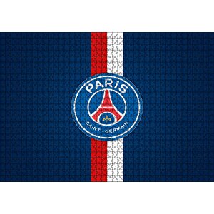 Psg Logosu Mavi Zemin Kırmızı Beyaz Kuşaklı Puzzle Yapboz Mdf Ahşap 1000 Parça