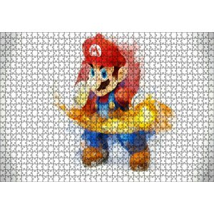 Super Mario Çizim Puzzle Yapboz Mdf Ahşap 1000 Parça
