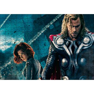 Yenilmezler Thor Ve Kara Dul Puzzle Yapboz Mdf Ahşap 255 Parça