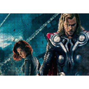 Yenilmezler Thor Ve Kara Dul Puzzle Yapboz Mdf Ahşap 500 Parça