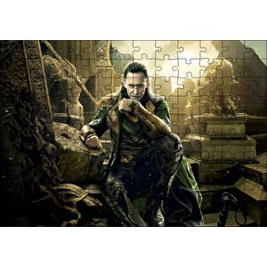 Thor 2 Filminden Sinsi Gülen Loki Puzzle Yapboz Mdf Ahşap 120 Parça