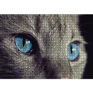 Mavi Gözlü Kedi Puzzle Yapboz Mdf Ahşap 1000 Parça