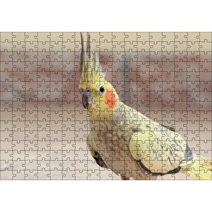 Sevimli Sarı Kakadu Papağanı Puzzle Yapboz Mdf Ahşap 255 Parça