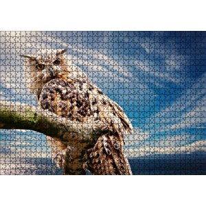 Daldaki Avcı Baykuş Deniz Ve Bulutlar Puzzle Yapboz Mdf Ahşap 1000 Parça