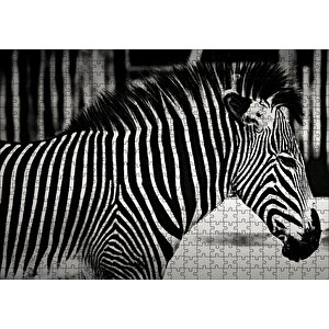 Benzersiz Deseniyle Zebra Yakın Çekim Puzzle Yapboz Mdf Ahşap 500 Parça