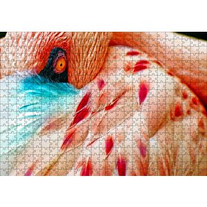 Flamingo Yakın Çekim Puzzle Yapboz Mdf Ahşap 500 Parça