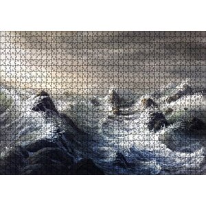 Fırtınada Dalgalı Okyanus Ve Bulutlar Puzzle Yapboz Mdf Ahşap 1000 Parça