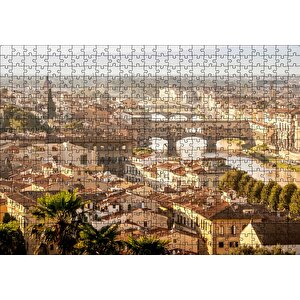 İtalya Şehir Köprüler Ve Nehir Manzarası Puzzle Yapboz Mdf Ahşap 500 Parça