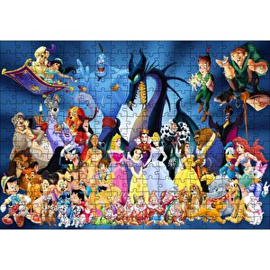 Disney Masal Kahramanları Bir Arada Puzzle Yapboz Mdf Ahşap 255 Parça