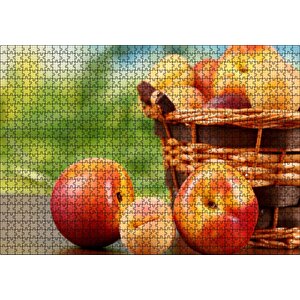 Sepette Kayısı Ve Nektarinler Flu Arka Plan Puzzle Yapboz Mdf Ahşap 1000 Parça