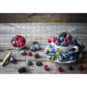 Fincanda Yabanmersini Ahududu Ve Böğürtlenler Puzzle Yapboz Mdf Ahşap 255 Parça