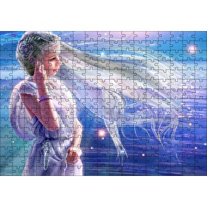 Perisi Ve Arkaplanda Yıldızlar Puzzle Yapboz Mdf Ahşap 255 Parça