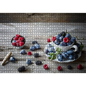 Fincanda Yabanmersini Ahududu Ve Böğürtlenler Puzzle Yapboz Mdf Ahşap 1000 Parça