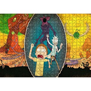 Rick Ve Morty Bitmeyen Kaçış Puzzle Yapboz Mdf Ahşap 500 Parça