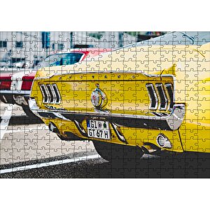Sarı Mustang Klasik Arka Görünüş Yakın Plan Puzzle Yapboz Mdf Ahşap 255 Parça